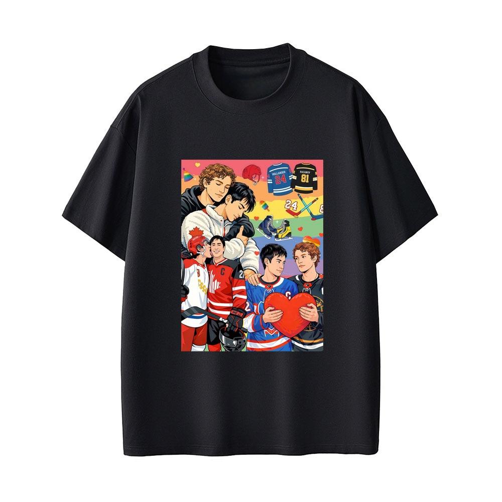 Heated Rivalry Shane Hollander Ilya Rozanov Print Tshirt Men Women Oversized Crewneck T Shirts Male Fashion Vintage Streetwear