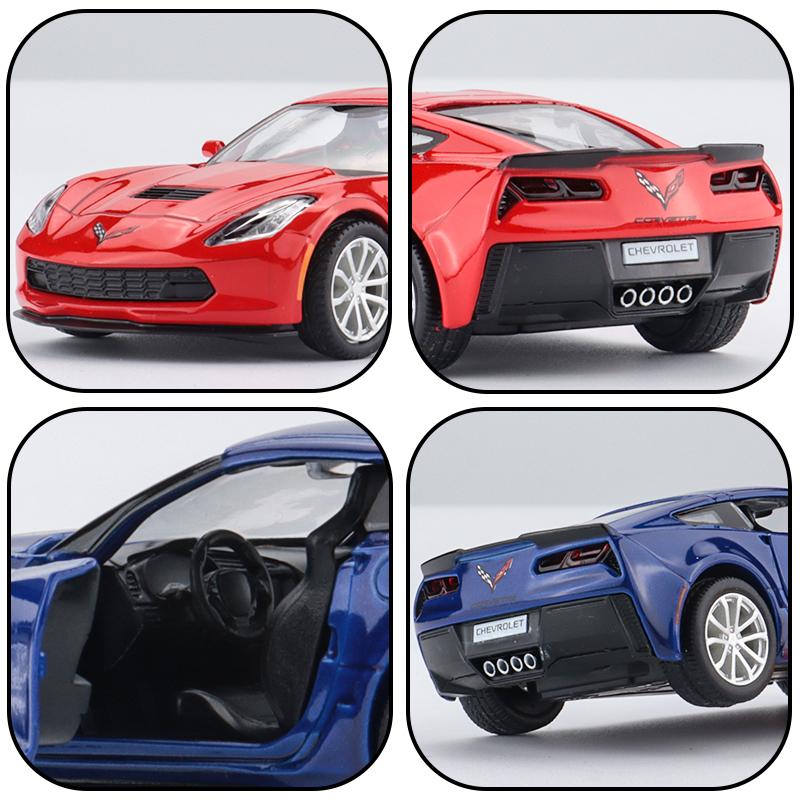 Chevrolet Corvette C7 Grand Sport Simulation Diecast & Toy Vehicle Pull Back Car & Doors Open RMZ City 1:36 Alloy Supercar Model