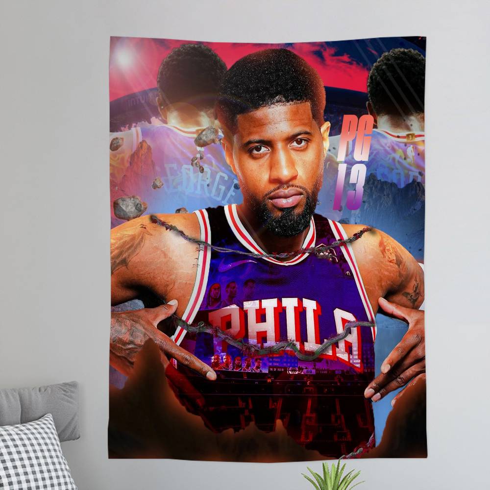 Basketball Player Paul George Chart Tapestry for Living Room Home Dorm Decor Art Home Decor