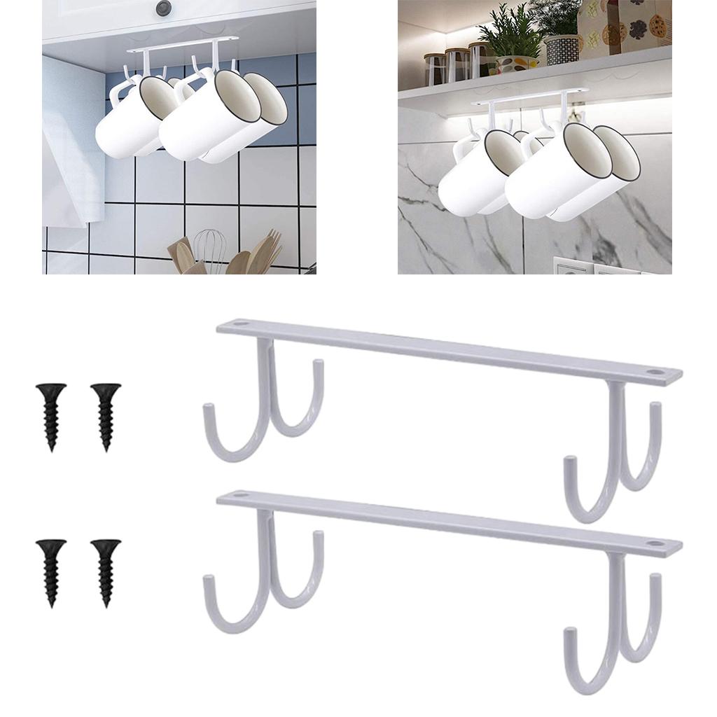 Hooks Towel Coffee Cup Mug Holder Hang Kitchen Under Shelf Rack Hook Display