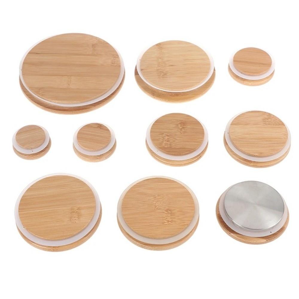 Reusable Bamboo Lids Non Leakage Jar Canning Caps Portable Wooden Covers  Drinking Jar Supplies