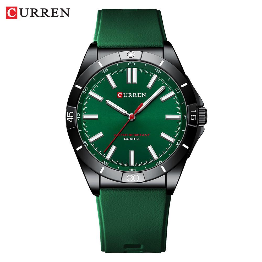 Curren 8449 Men s Quartz Watch with Rubber Strap, Large Luminous Dial, Waterproof, for Students