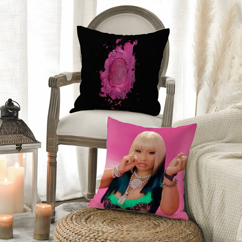 N-Nicki Minaj Rosa F-Freitag Kissenbezug Sofa Kurzer Plüsch Beidseitiger HD-Druck Zimmer Homeoffice Geschenk Kissenbezug