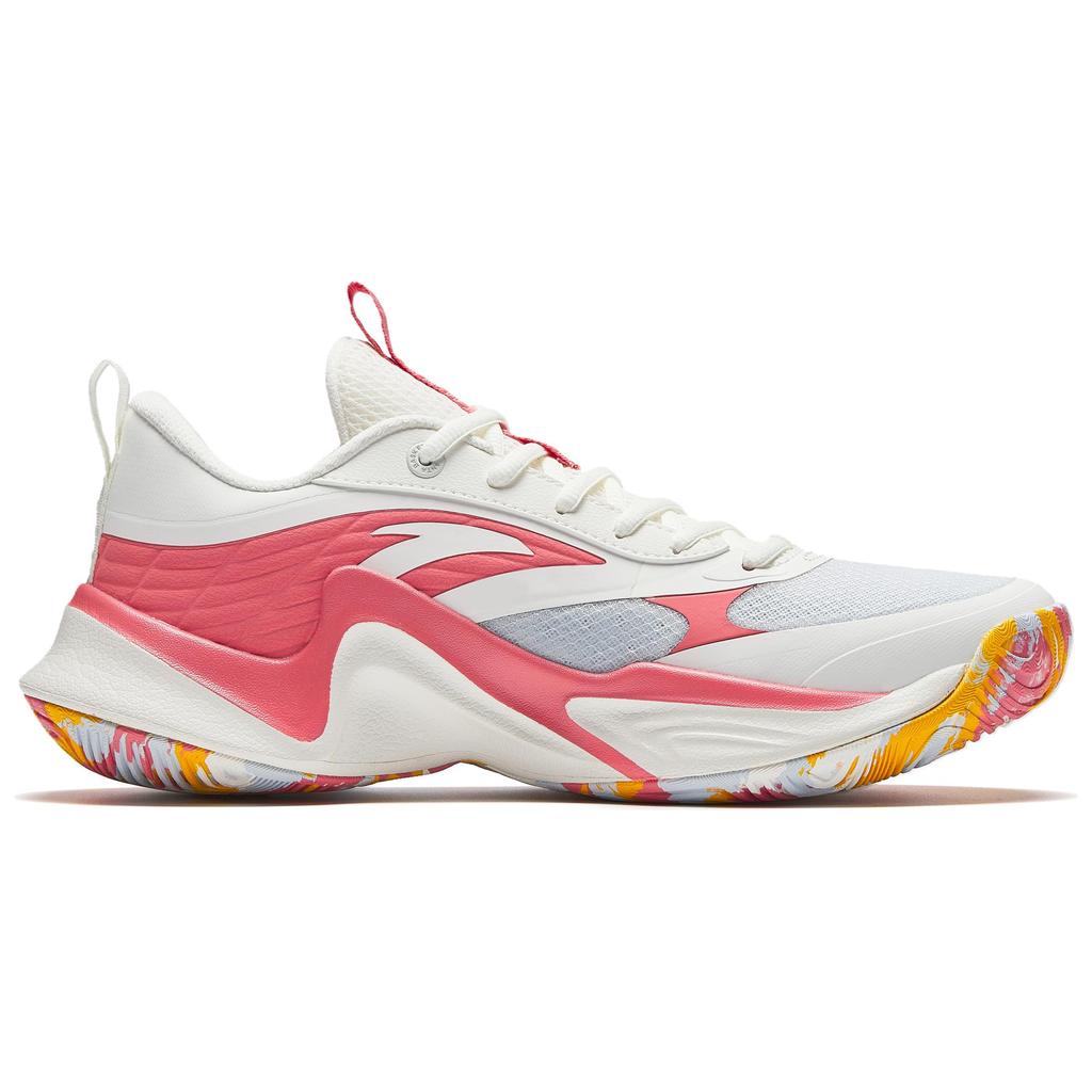 Anta Heat Wave Cement Nemesis Non-Slip Wear-Resistant Low-Top Basketball Shoes Men Sneaker White Pink Yellow 912421604S-1