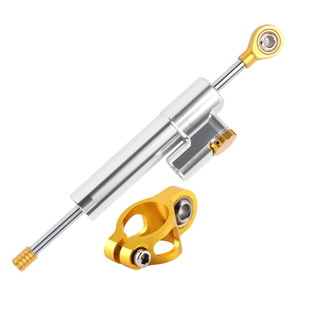 Universal Motorcycle Handlebar Aluminum Alloy Steering Damper Stabilizer Safety Control(Silver)