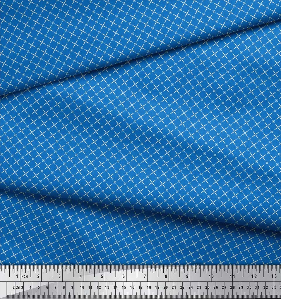 Soimoi Japan Crepe Satin Fabric Geometric Small Print Fabric by Metre 42 Inch