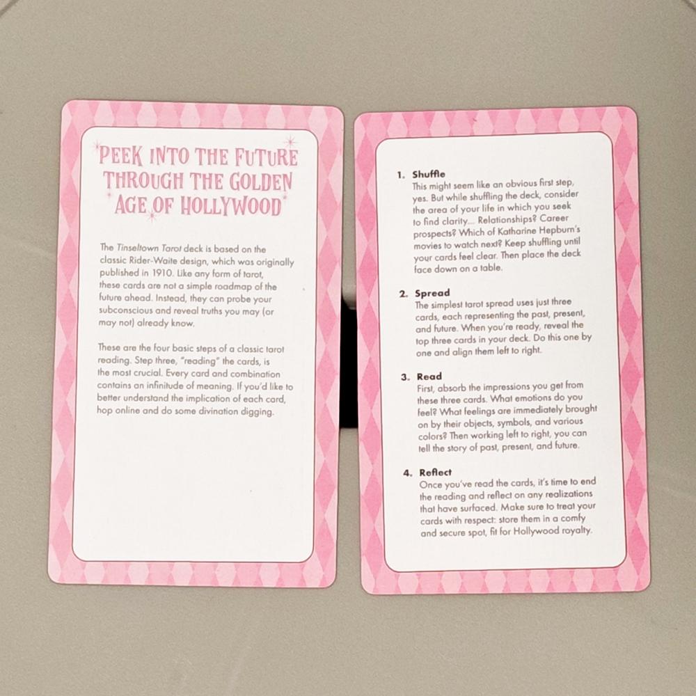 12*7cm Tinseltown Tarot in stabiler Box Rosa Vintage Hollywood-inspiriertes Deck 78 illustrierte Karten