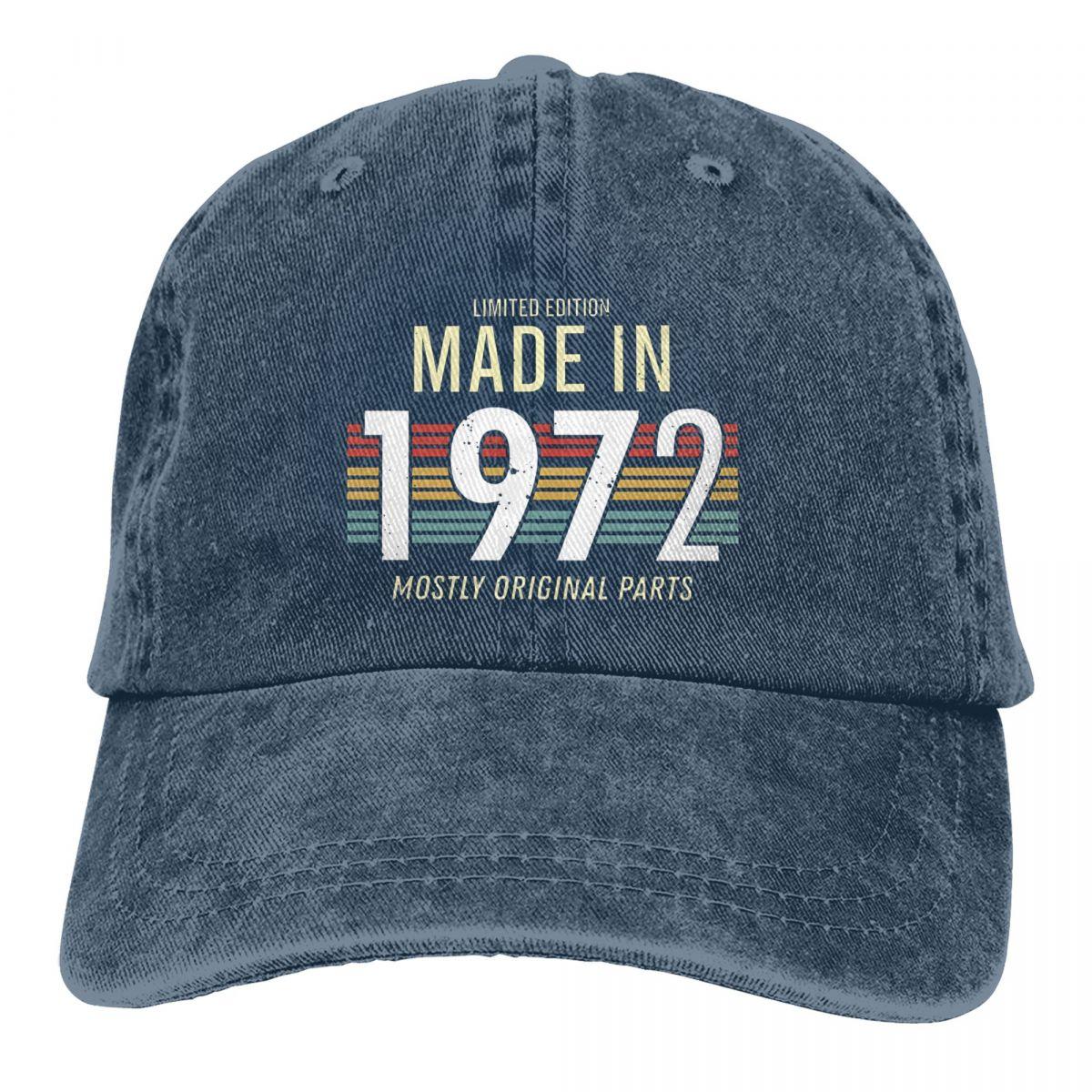 

Limited Edition Made In 1972 Mostly Original Parts Unisex Baseball Cap Washed Cotton Cap Vintage Casual Outdoor Sports Hat One Size