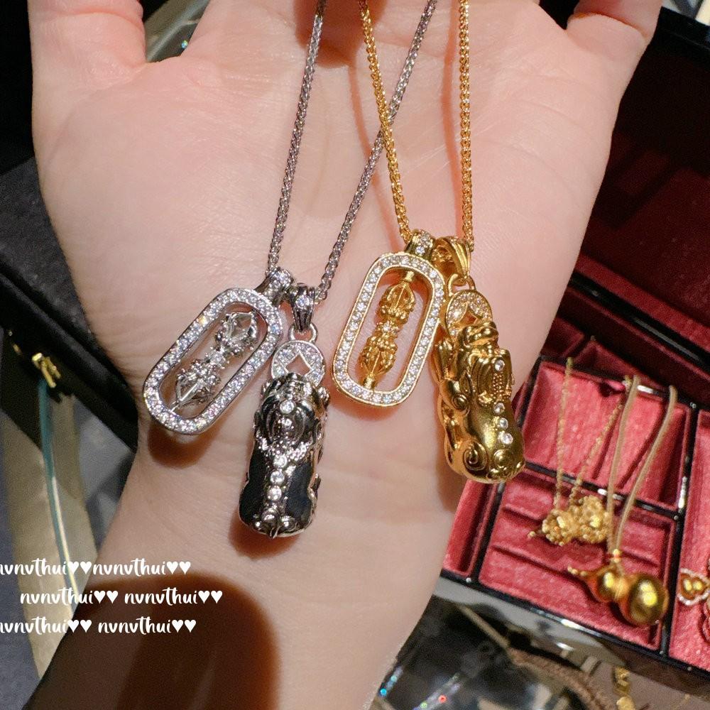 Ancient Gold Filigree Chisel Engraved Vajra Pestle Pendant Necklace, New Chinese Style, Babao Ruixiang, Pixiu Necklace, Set
