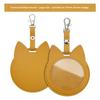 PU Leather Card Holder Cat Ear Design Cute Round Badge Reel For Work Office Travel Luggage Keychain Pendant
