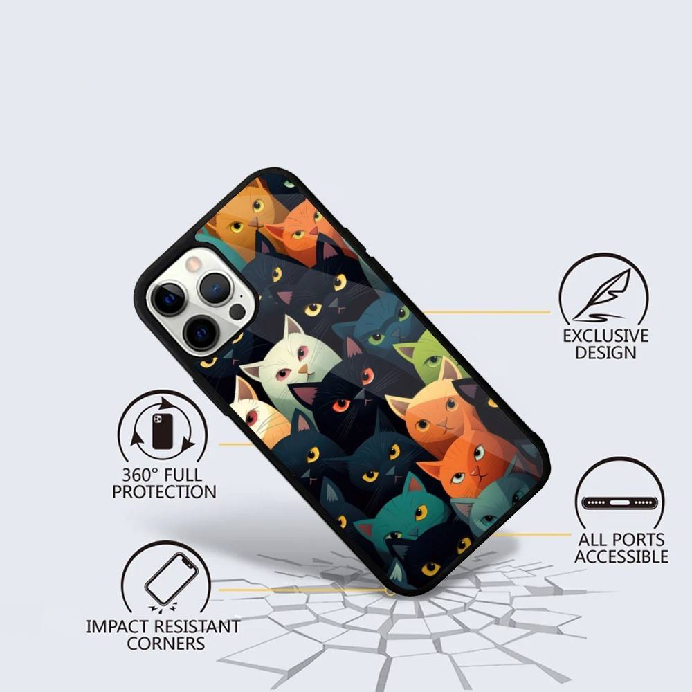 Cat Cartoon Cute Phone Case For iPhone 16,15,14,13,12,11,Plus,Pro,Max Mini Magsafe Magnetic Wireless Charging