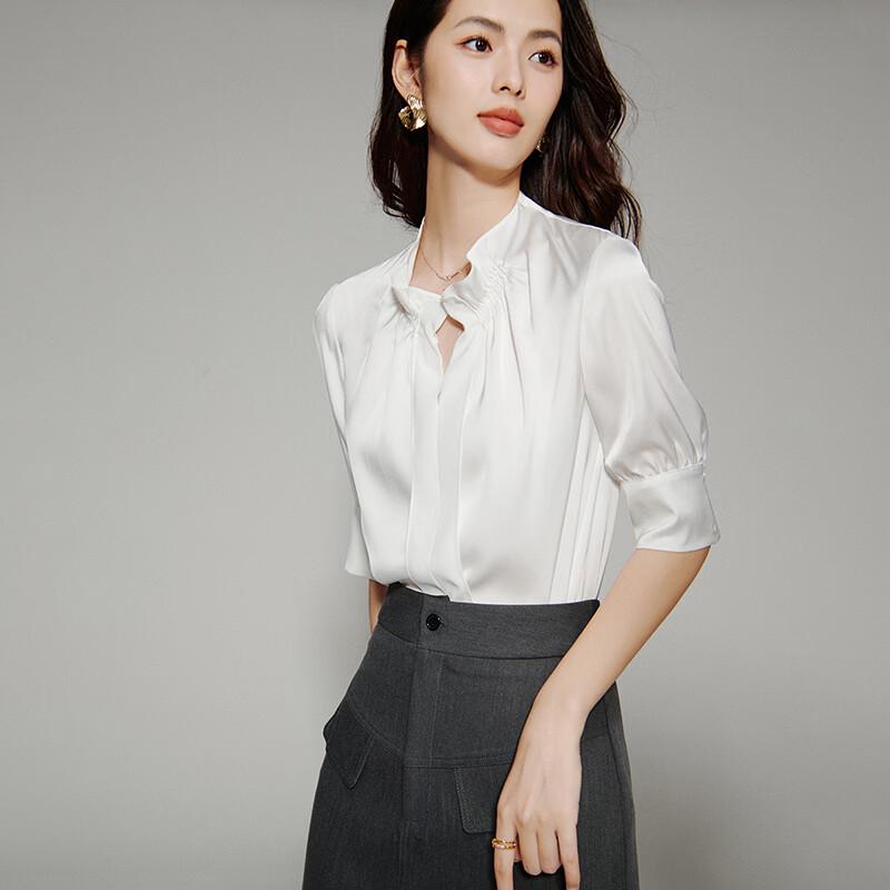Women s Elegant V-Neck Draped Commuter Blouse S