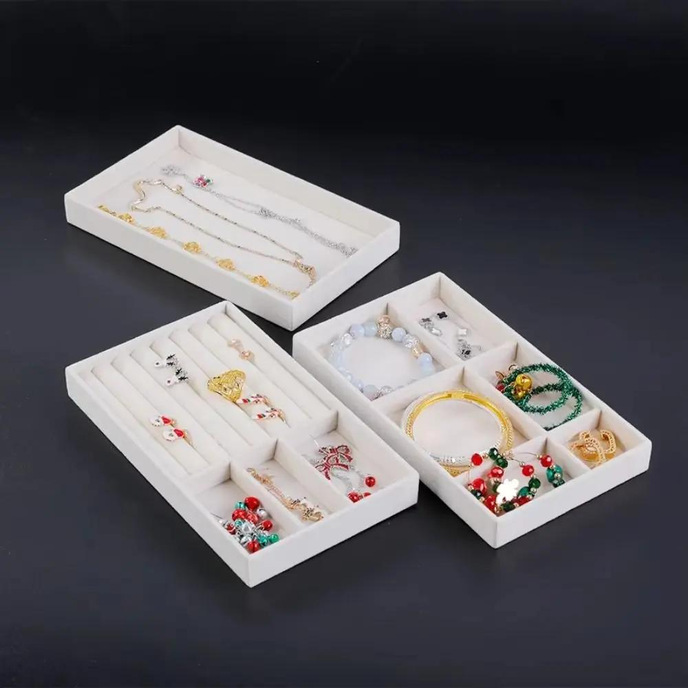 New Stackable Velvet Jewelry Storage Box Velvet Multicolor Organizer Trays Earring Holder Ring Bracelet