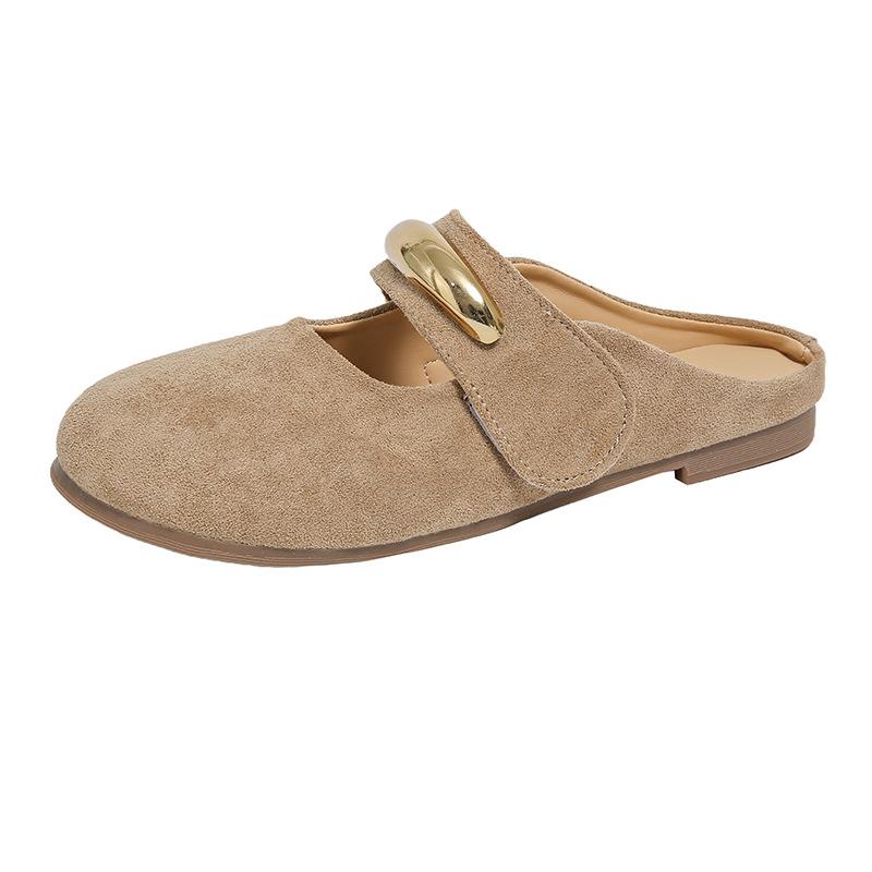 

Red Mary Jane small single shoes women s 2025 new one-pedal slippers metal flat-bottomed temperament fashion small leather shoes 40 хакі