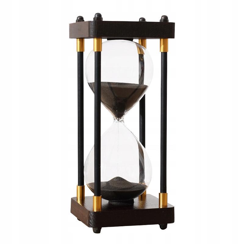 Retro Glass - Wooden Beautiful Hourglass 60 Minutes Xxl 25X10Cm Black