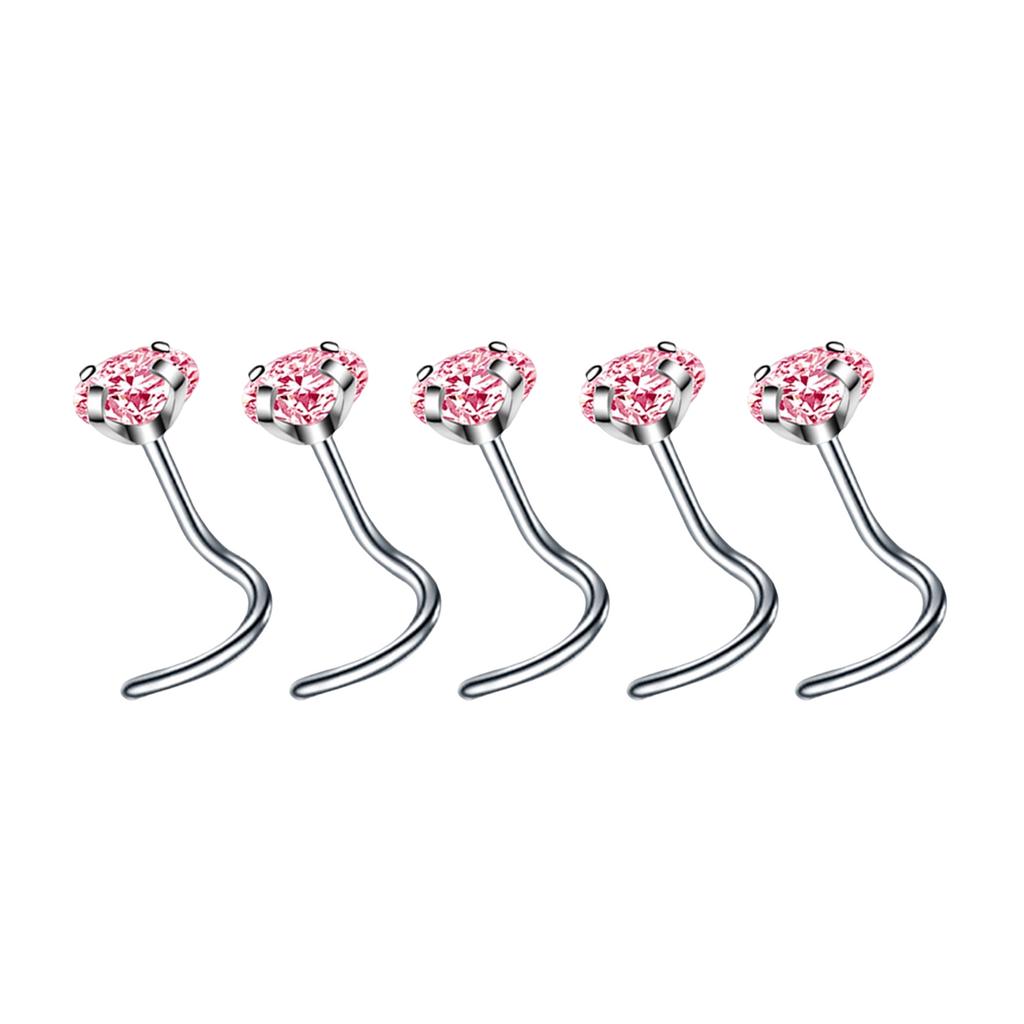 5Pcs Sturdy Alloy Nose Piercing Jewelry Set L Shape Studs and Hoops With CZ Designs Accessory for Stylish Look
