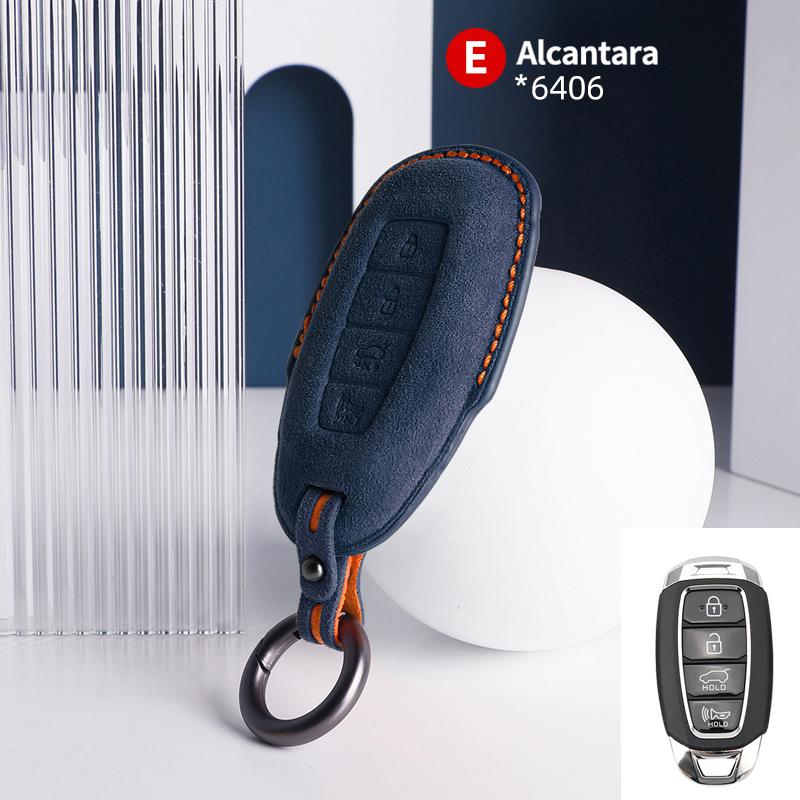 Car Key Case For Hyundai I30 Tucson Kona Encino Solaris Azera Grandeur Ig Accent Santa Fe Palisade Suede Cover Shell Keychain