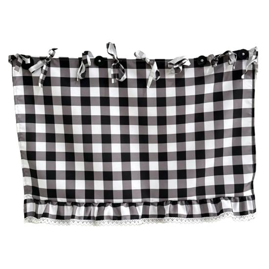 Oven Curtain, with Tie-Down Straps, Vintage Style, Easy Fastening Farmhouse Oven Door Ruffled Stove Skirt Curtain for Kitchen