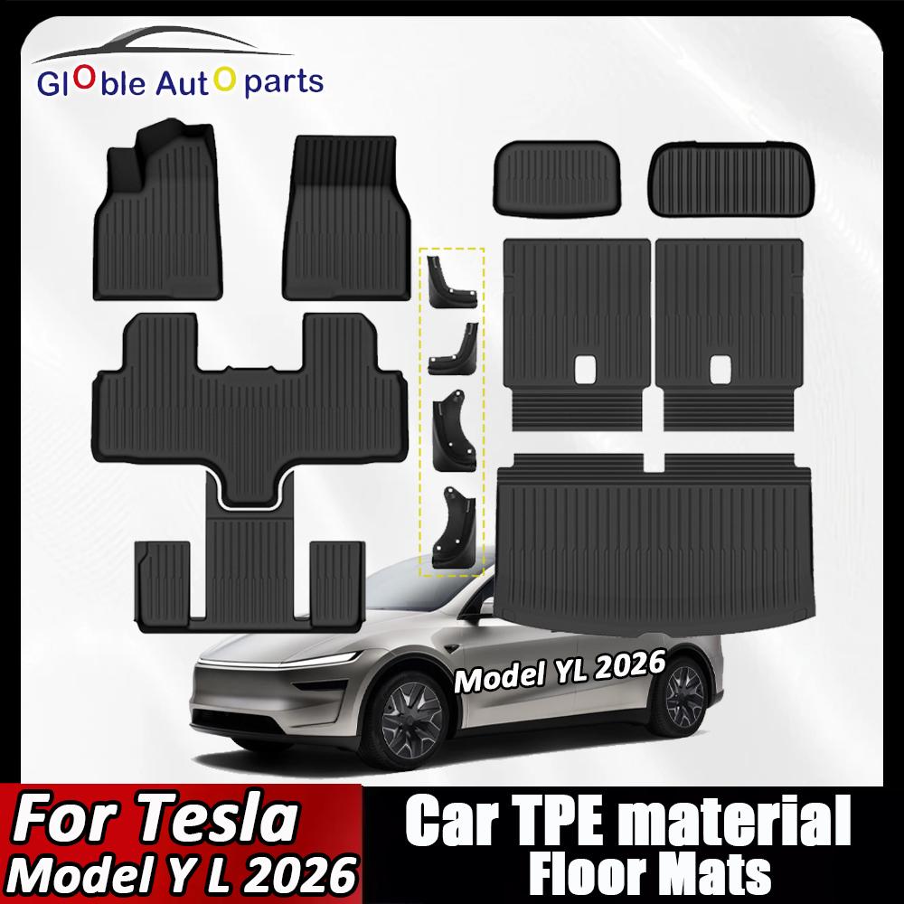 For Tesla Model YL Y L (6 Seats) 2026 All-Weather Floor Mats Cargo Liner Trunk Mats Back Seat Protector Pads Trunk Mat Anti-Kick