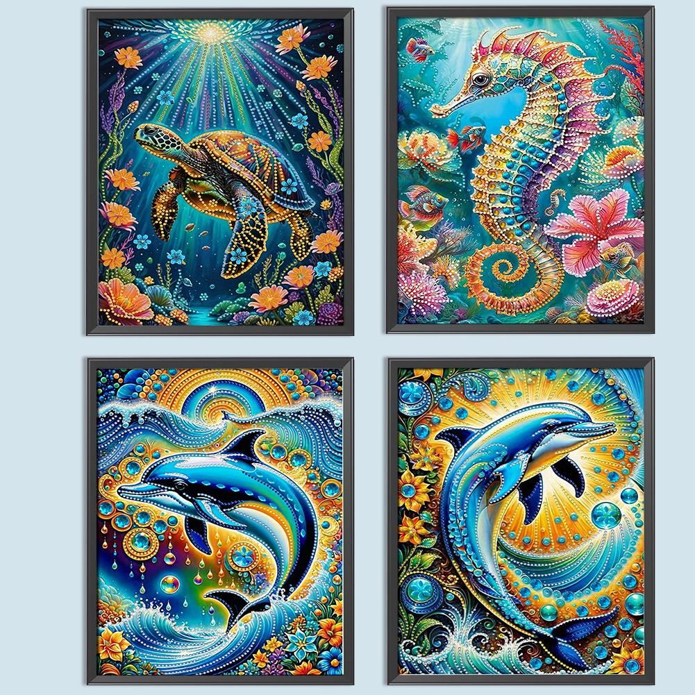 5D DIY Partial Special Shaped Drill Diamond Painting Kit Marine Animals Decor