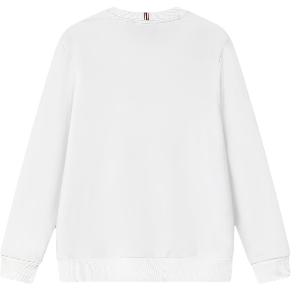 FILA Knitted Sweatshirt 2024 Spring New Business Commuter Pullover Simple Casual Top Men tops Standard-White F11M411214F-WT