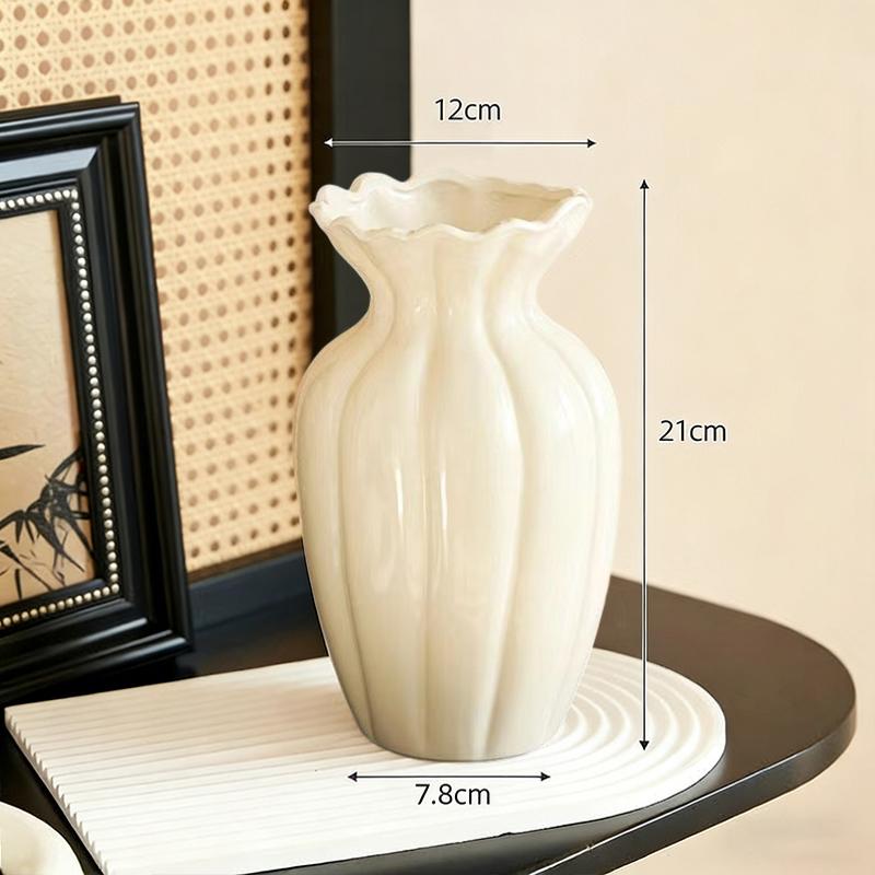 French Vintage Flower Vase Wedding Table Centerpiece Aesthetic Decorative Vases White Ceramic Vase Home Office Decoration