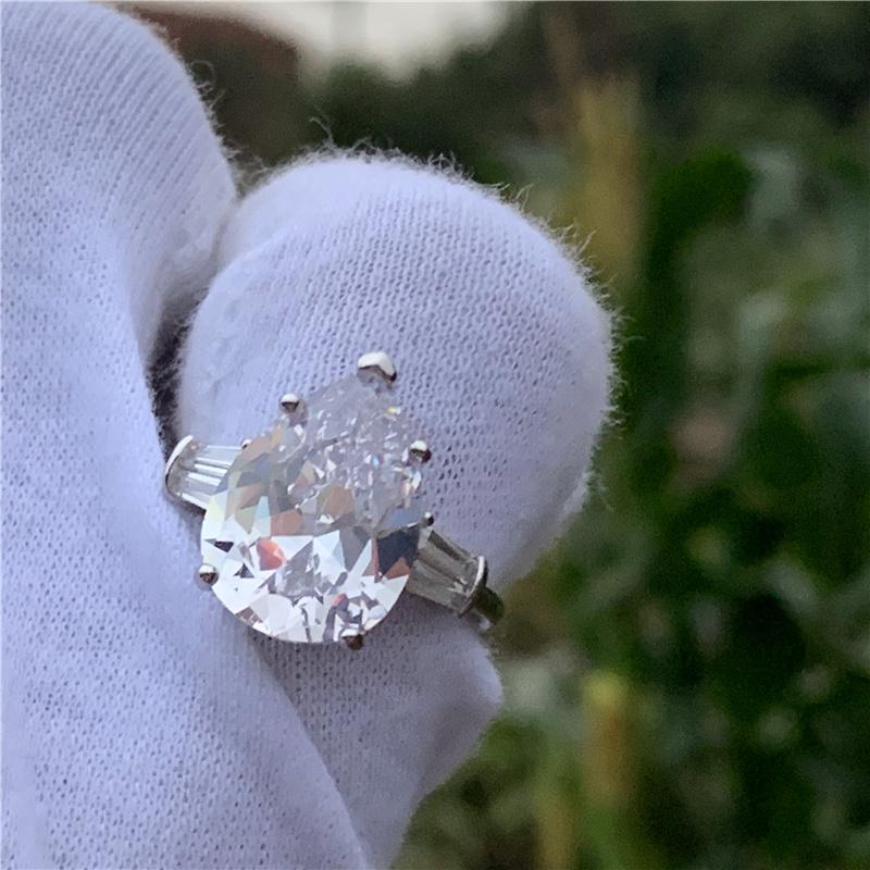 Luxusní prsten kapka vody 6ct laboratorní diamant S925 sterlingové stříbro Zásnubní snubní prsteny pro ženy Svatební jemné party šperky