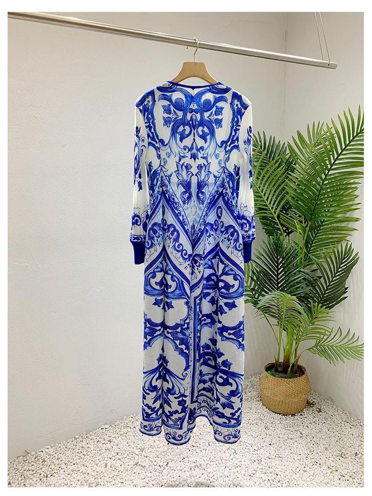 2024 Damen Herbst Laternenärmel Rundhals Langes Muslimisches Kleid - Elegant & Bequem