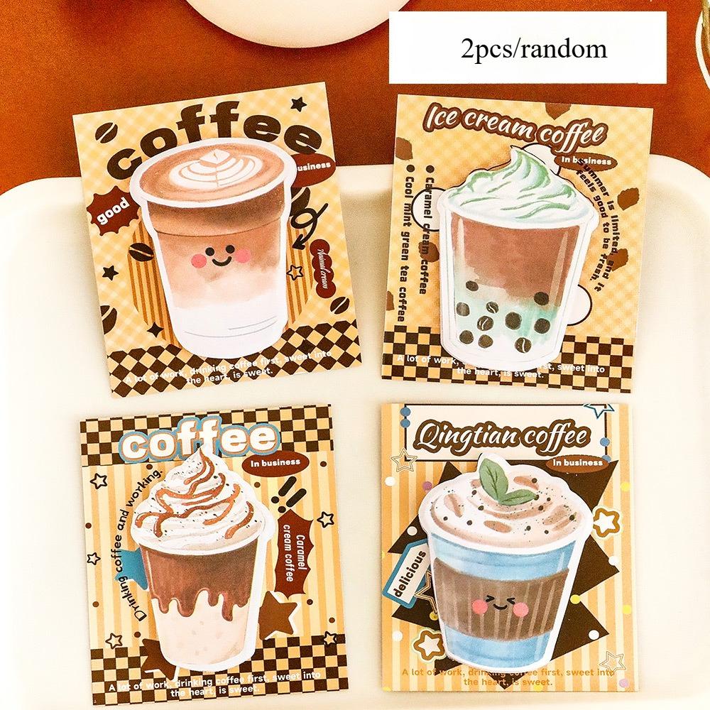 Student Milk Tea Coffee Sticky Notes, Cute Fresh Reusable N-Stick Paper, Strong Adhesion Cartoon Study Stationery Notes