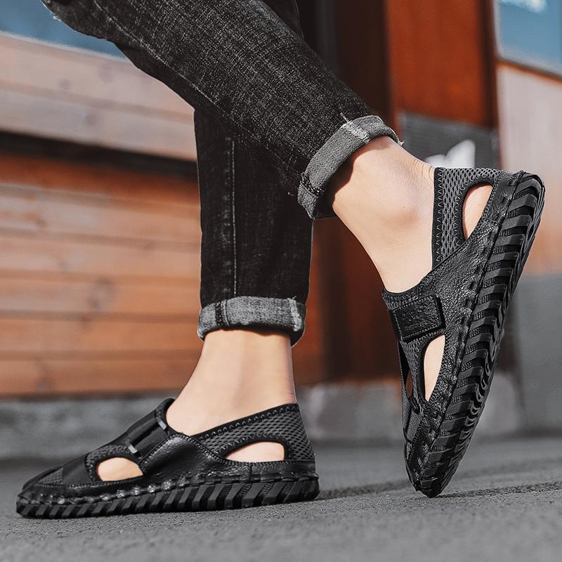 Closed Toe Outdoor Sandals for Men Summer Beach Hiking Walking Breathable Anti Slip Casual Shoes Size 38-44