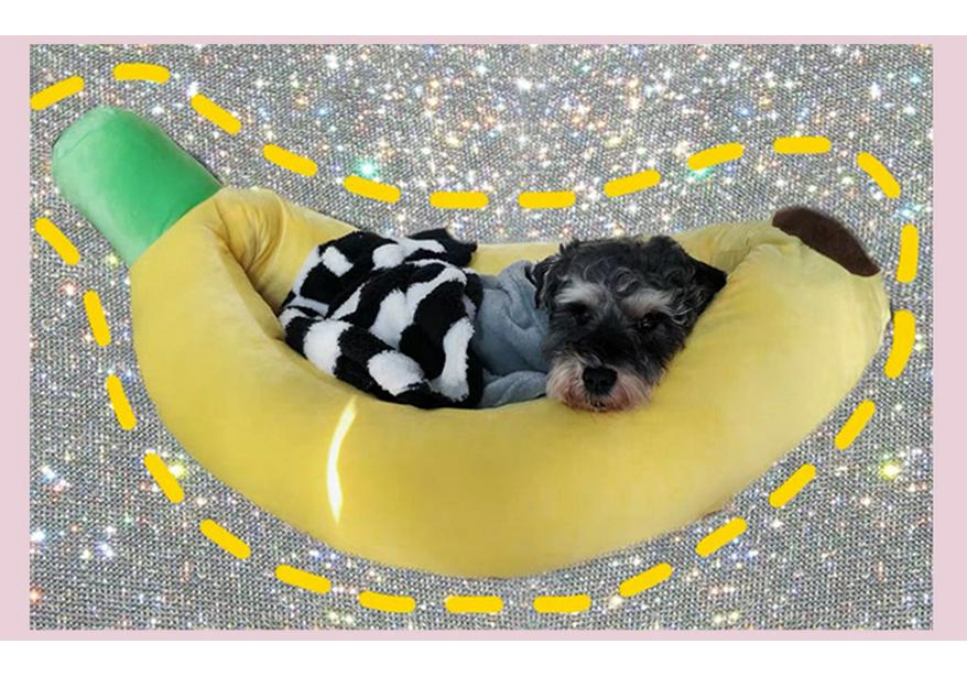 Washable Cartoon Banana Pet Bed for Dogs & Cats - Four Seasons Use