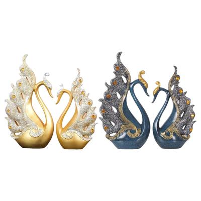 2 szt. Rzeźby łabędzi Statuetki zwierząt Biuro Kreatywne figurki łabędzi Dekoracja