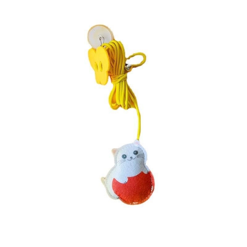 Elastic Cat Feather & Bell Teaser Wand with Hanging Mouse Toy for Boredom Relief