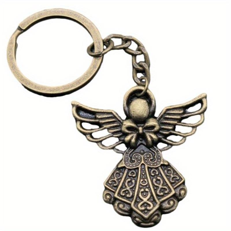 Stylish Retro Silvery Guardian Angel Keychain Punk Style Zinc Alloy Pendant Keyring, Perfect for Bags, Wallets, Backpacks, Car Charms