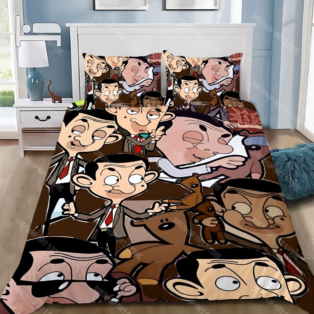 Cartoon Duvet Cover Pillowcase Bedding Set Adult Boy Mr B-Bean Girl Bedroom Decoration Children Gift Single Double Large Size