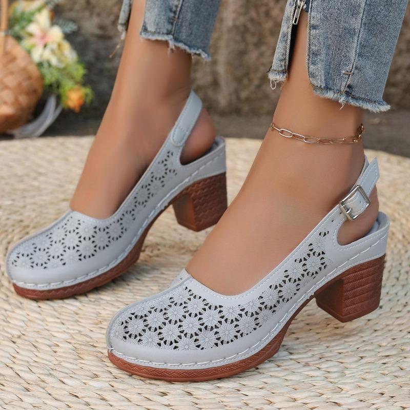 Plus Size Women Chunky High Heel Sandals