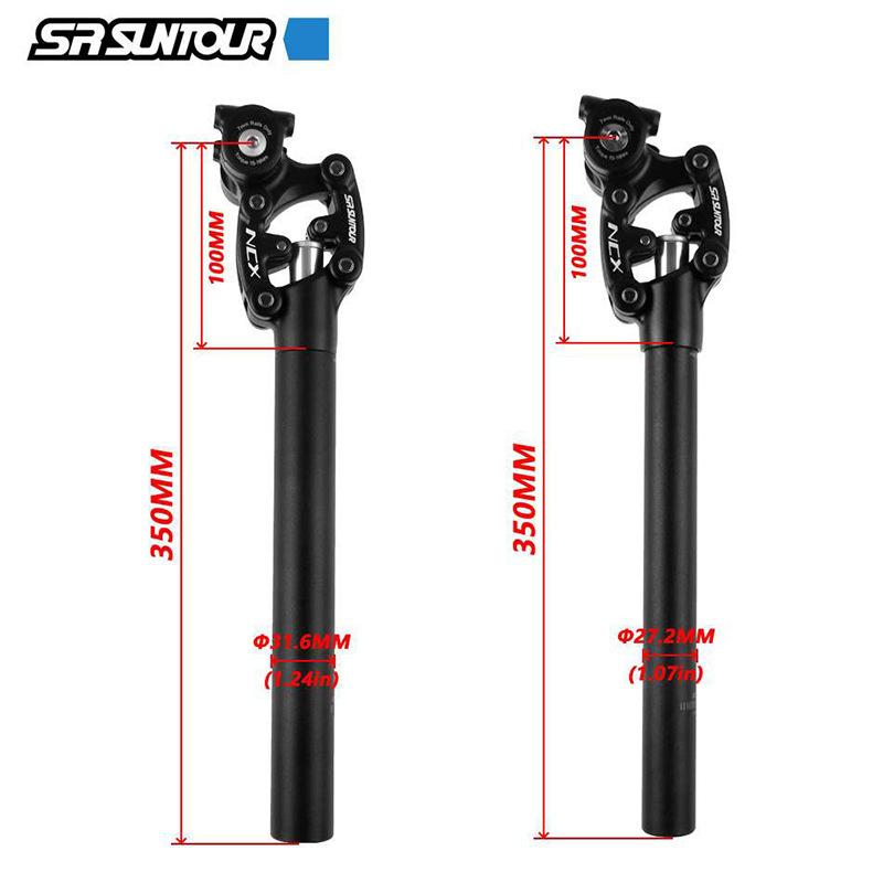 SR Suntour NCX Bicycle Damping Suspension Seat Post Mountain Bike 50mm Travel 27.2/28.6/30.0/30.4/30.9/31.6/33.9*350mm Seat Tube