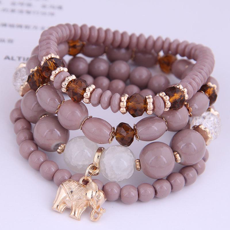 DIEZI Bohemian White Crystal Beads Strand Bracelets For Women Girls Ethnic Tree Of Life Charm Wrap Bracelet Pulseira Feminina