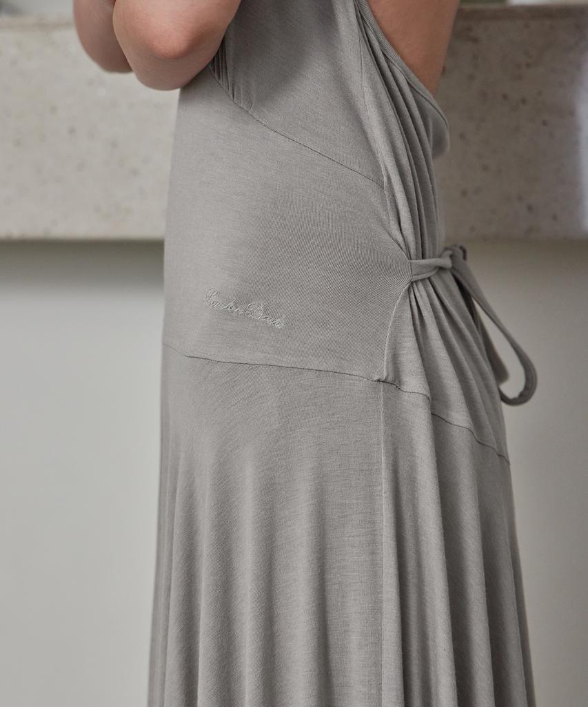Leondeondada Halter Unbalanced Draped Dress, G.Beige