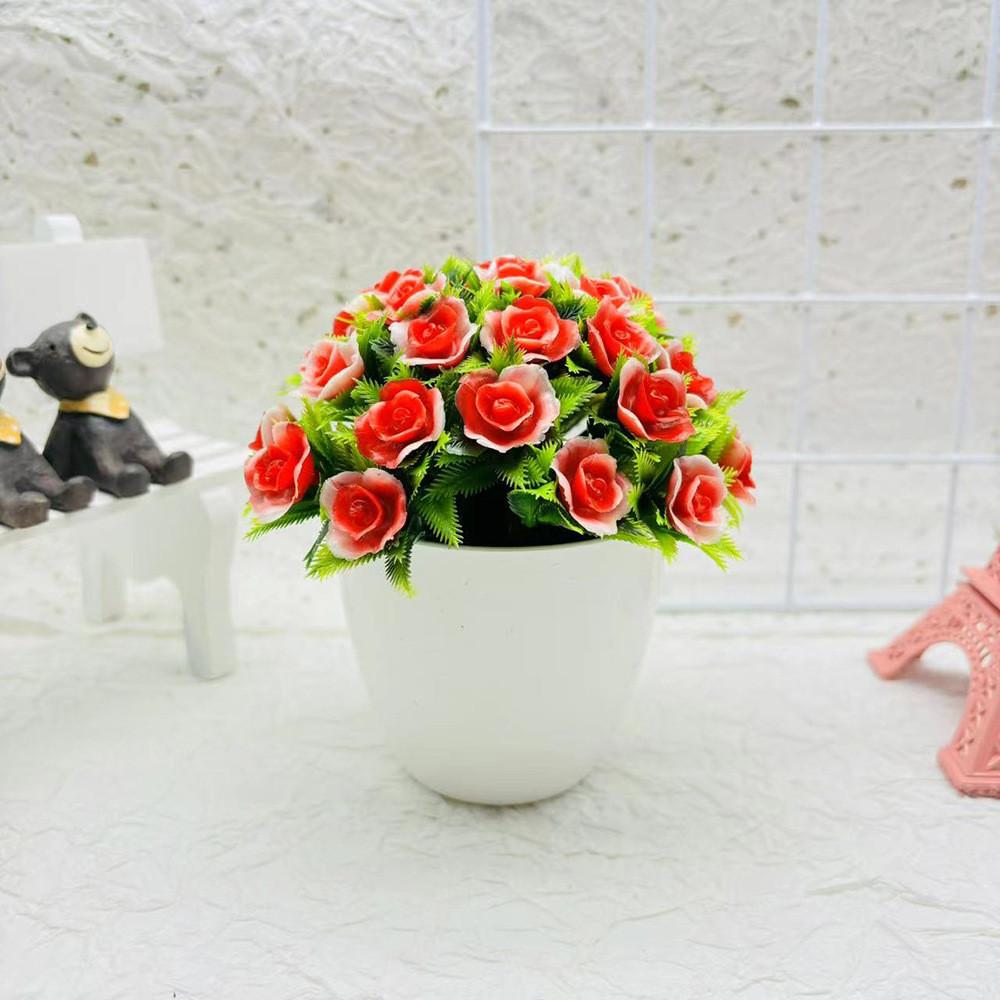 

Plastic Indoor Decorative Sphere With Faux Fuchsia Flowers For Office Displays Red