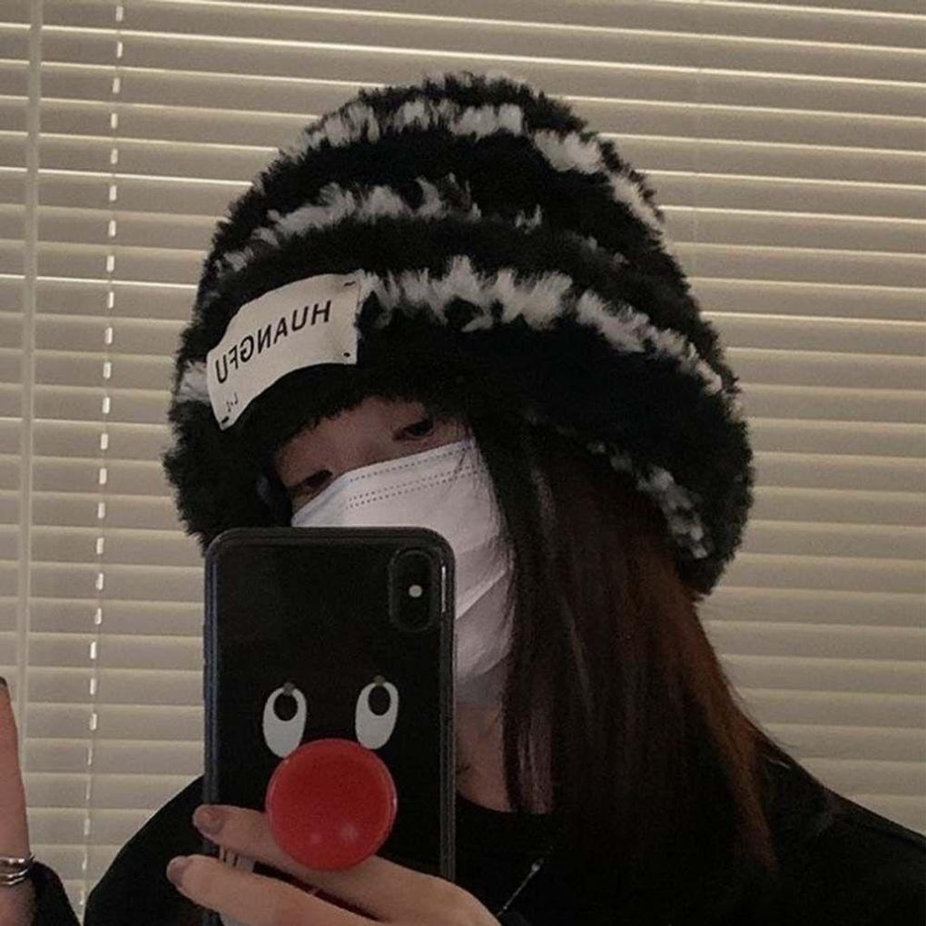 

Striped fur hat, winter hat, beanie, bucket hat