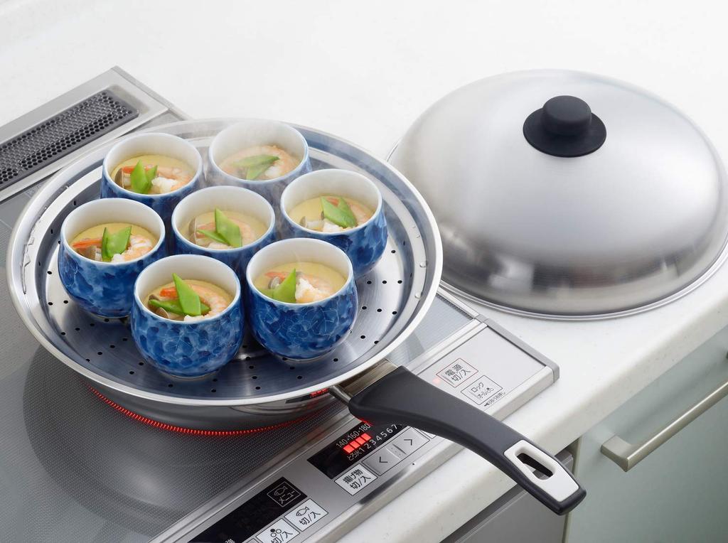 Yoshikawa Steamer Plate for Frying Pans, Compatible with 28-30cm Frying Pans, Made in Japan, Stainless Steel, Easy Steaming Plate for Frying Pans, SJ3