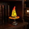 Handcrafted Witch Hat Ornament Stained Glass Lamp Table Lamp with Inline Switch USB Powered Decorative LED Desk Style Halloween for Bedroom