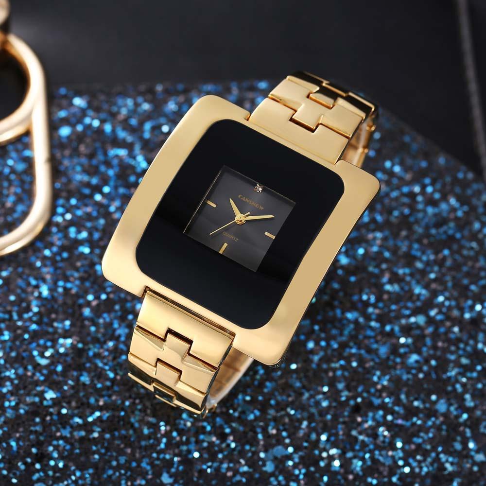 

Hot Trend Watch with Simple Large Dial, Gold Silver Square Quartz for Women and Men, Steel Strap, Waterproof for Women and Clock чорний/золотий