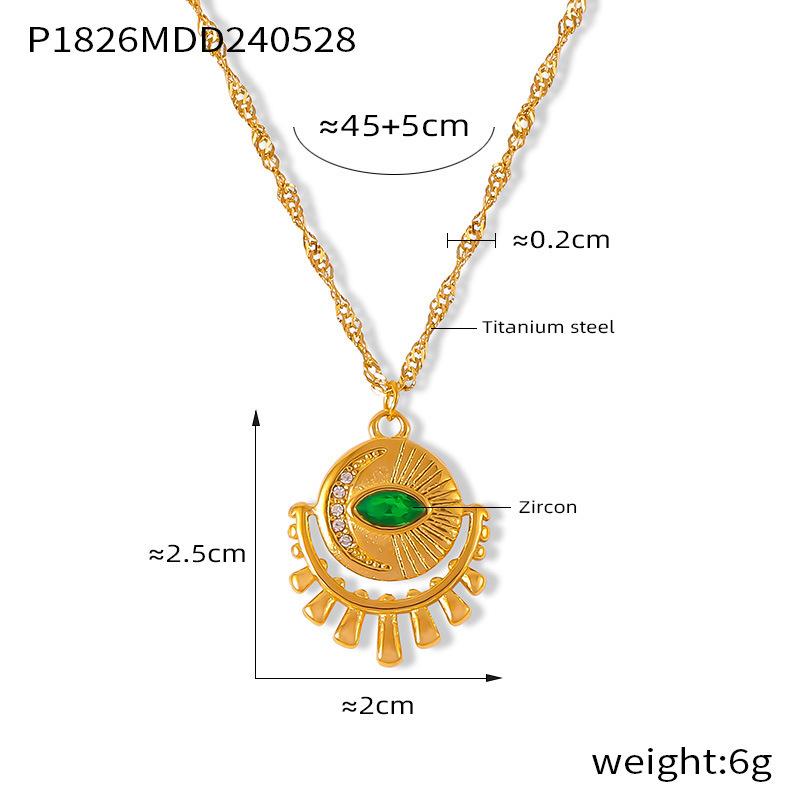

Ретро кулон женский нишевый дизайн ожерелье глаза инкрустированные цирконием титановая сталь позолоченные невыцветающие легкие роскошные ювелирные изделия