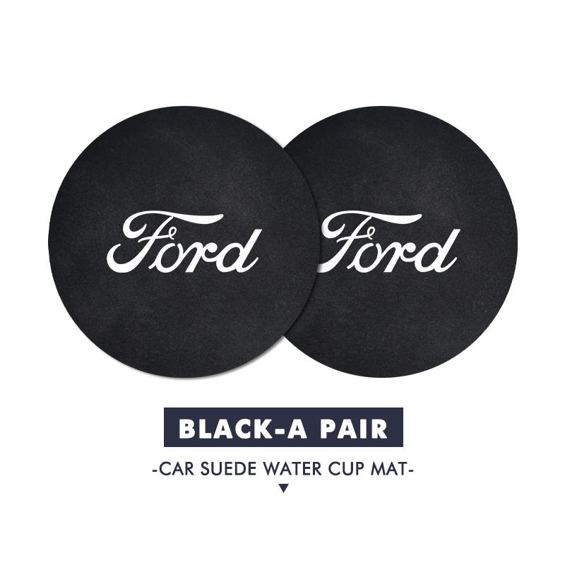 LLKF5 For Ford 2PCS Car Suede Coaster Water Cup Holder Anti-slip Pad Mat Auto Accessories Mk2 Mk3 Ranger Mondeo Mk4 S-MAX Kuga Mustang