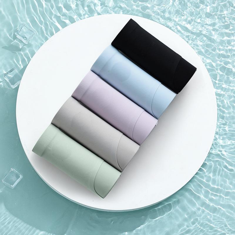 5PCS Briefs Ice Silk Seamless Underwear Women Breathable Antibacterial Crotch Thin Mid-waist Briefs
