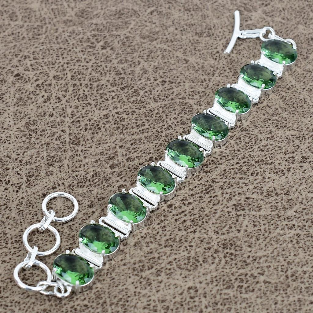 Tsavorite Gemstone Handmade 925 Sterling Silver Bracelet 7-8" KKG-151