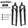 Gravel Magnesium Alloy Off-Road Front Fork 700C Shock Absorbing Air Suspension Conical Bicycle Disc Brake Thru Axle 100 * 12MM