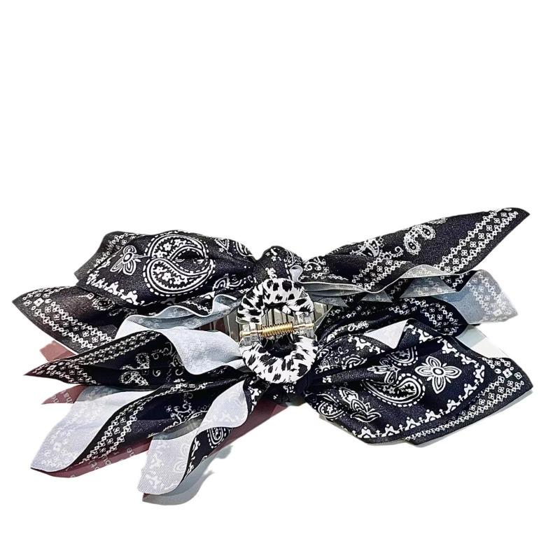 French-style Cashew Flower Bow Clip Sweet Shark Clip  Resort-style Ponytail Clip  Fashionable Headwear